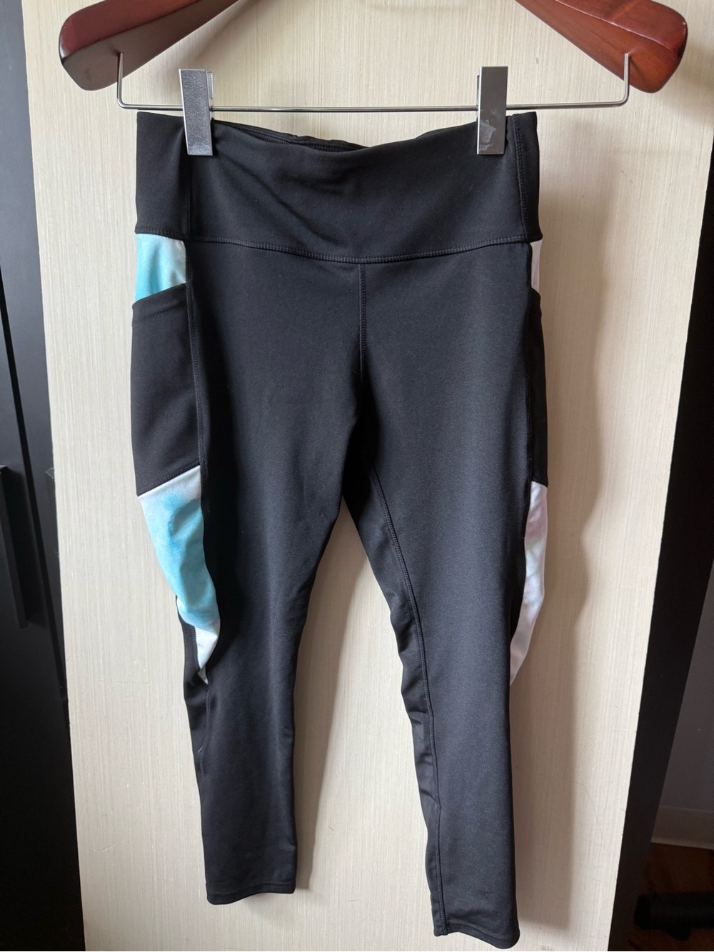 Black Performance Leggings with Colorblock Panels